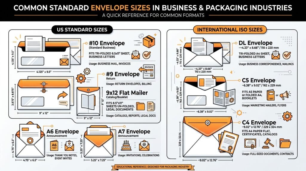 Global Standard Envelope Sizes standards (USA vs International)