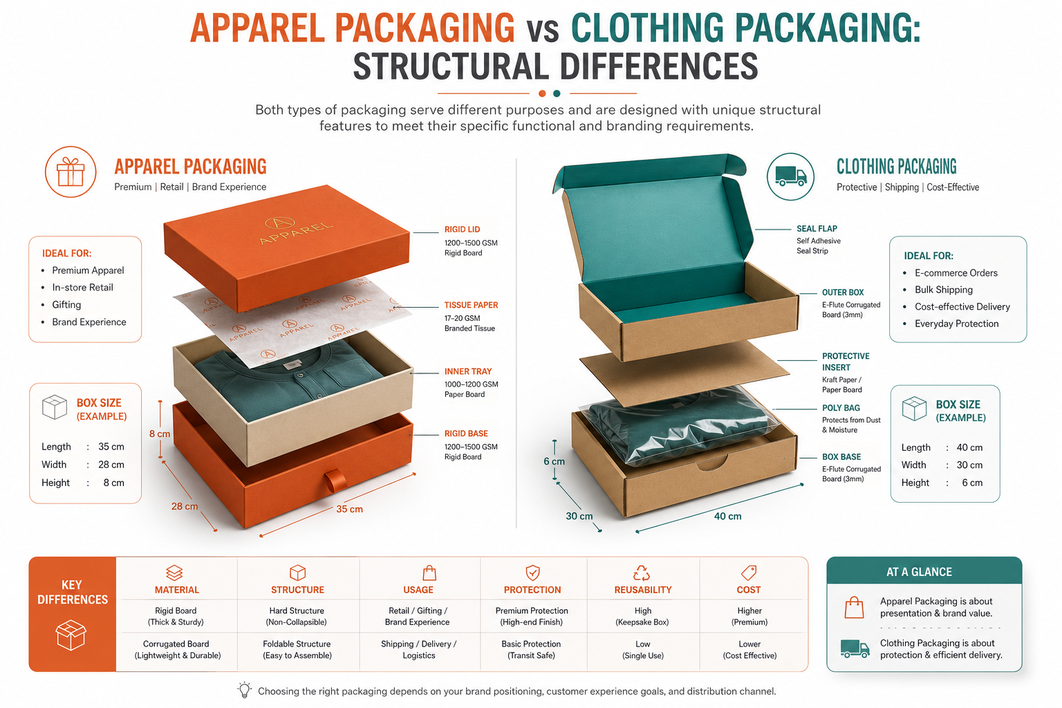 Packaging Structural Differences apparel vs clothing packaging